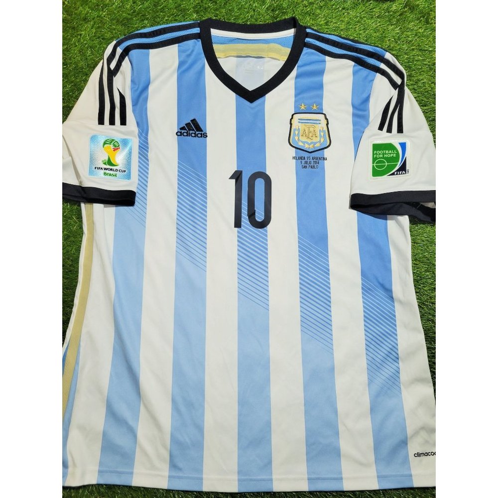 Messi Argentina 2014 WC SEMIFINAL Soccer Jersey Shirt Camiseta XL SKU# G74569